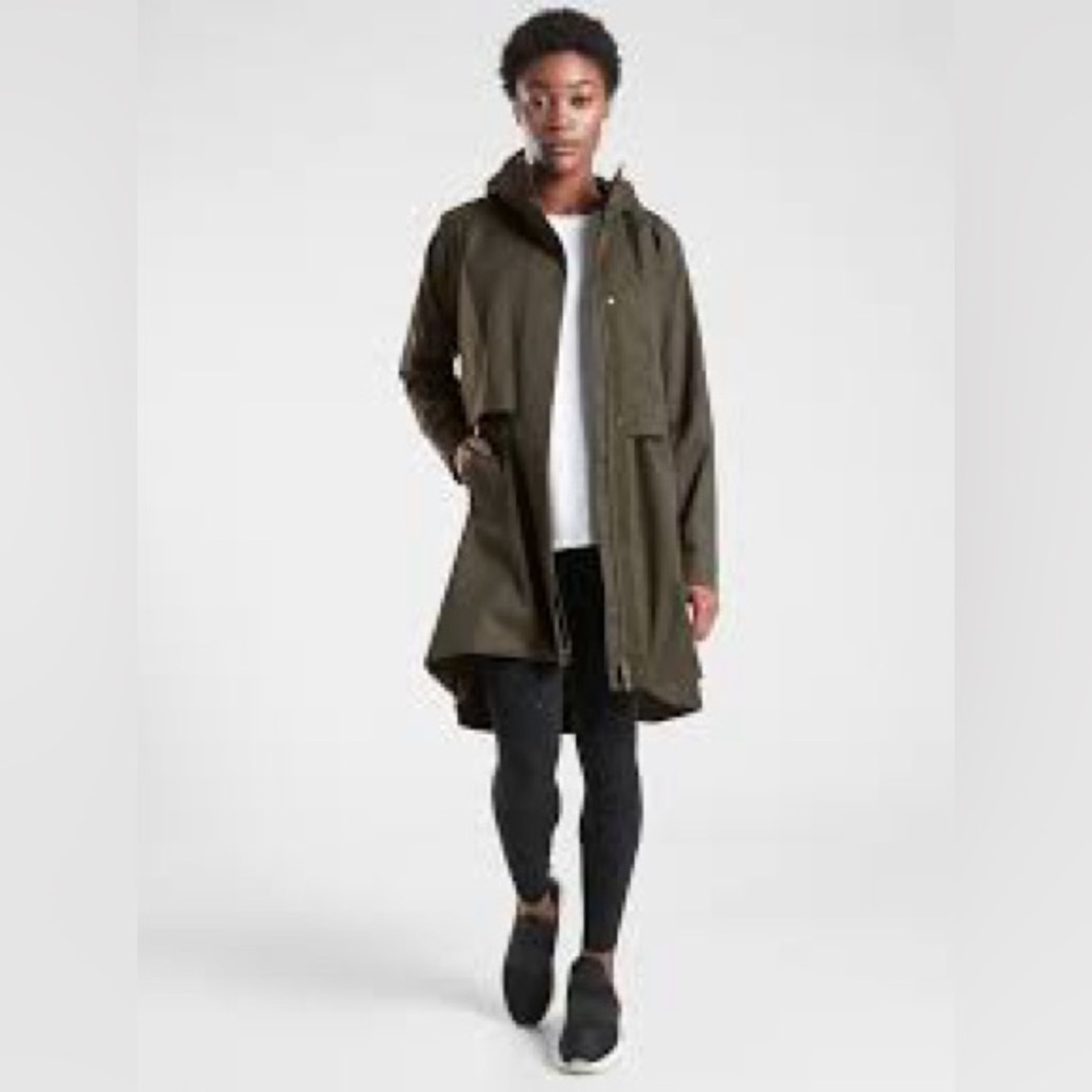 NWT Athleta Rainout Parka Green Small